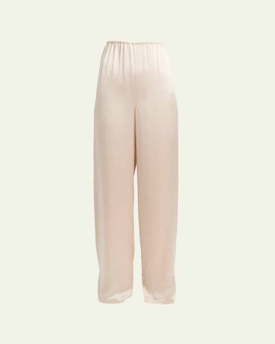 Fluid Wide-Leg Viscose-Satin Pants